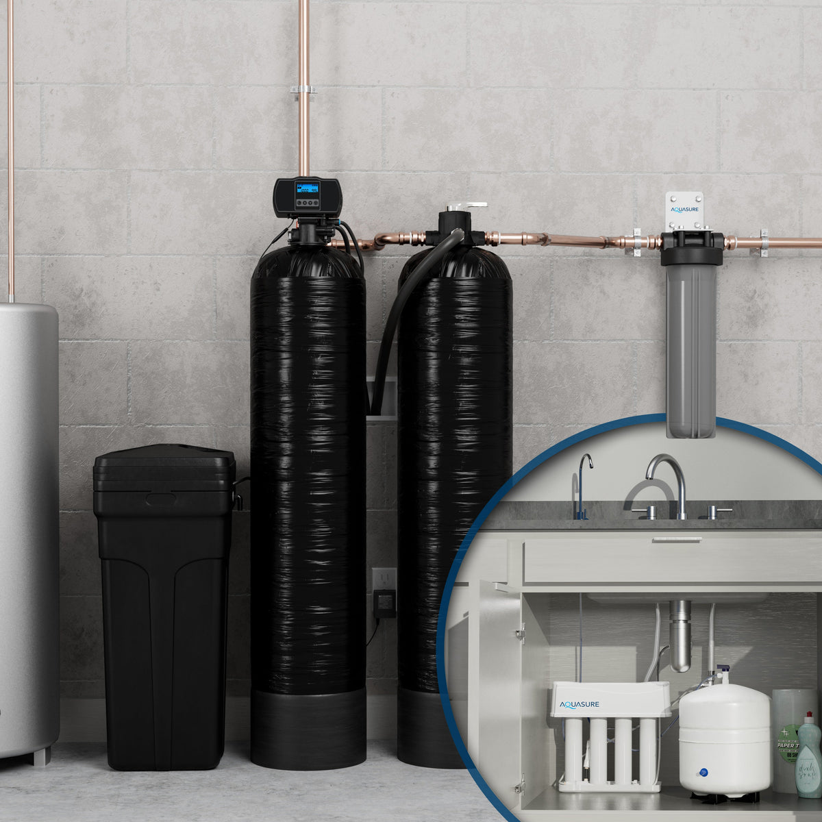 Aquasure Signature Elite Series 64K: Premium Whole House Water Treatment - 75 GPD Reverse Osmosis (RO) System AS-SE1500A